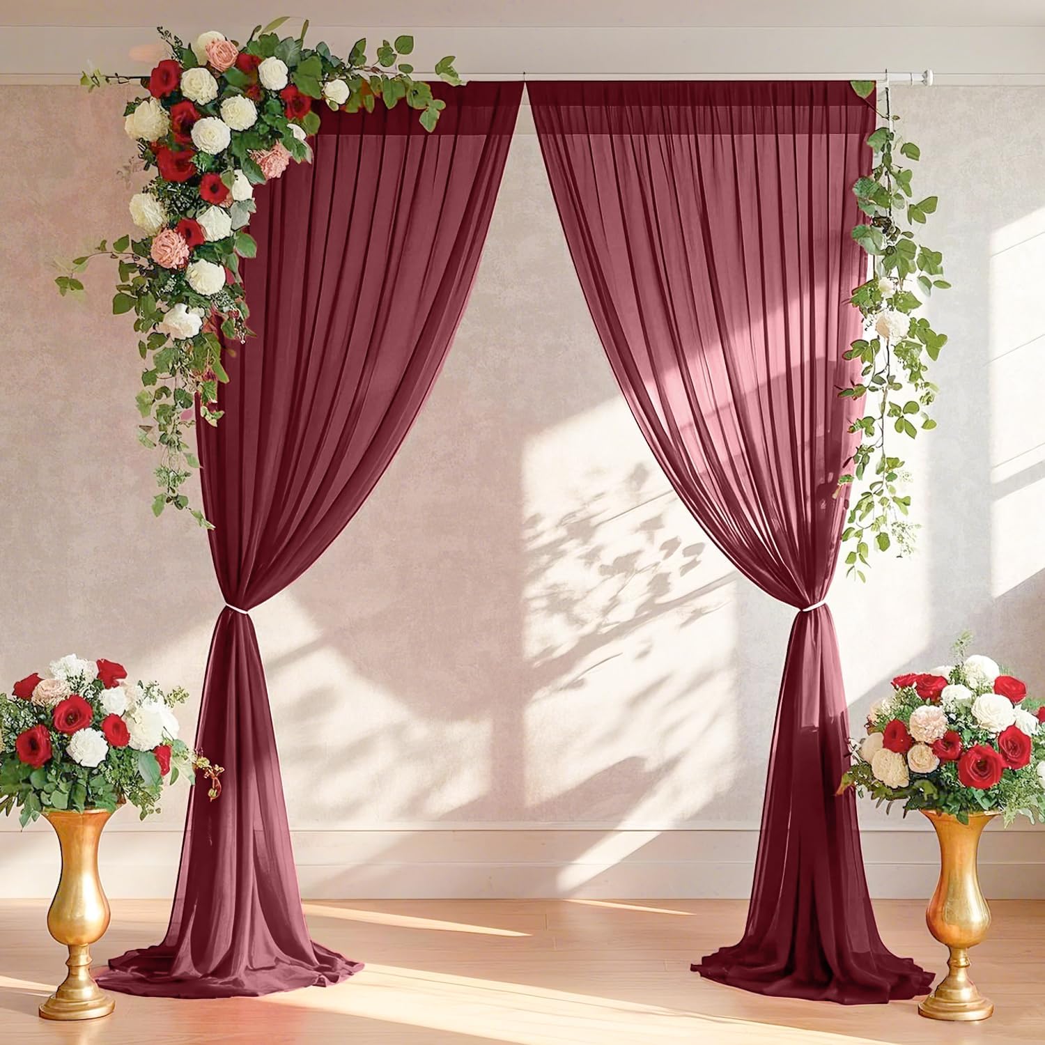 Home Office Backdrop - Cortinas de pano de fundo borgonha,