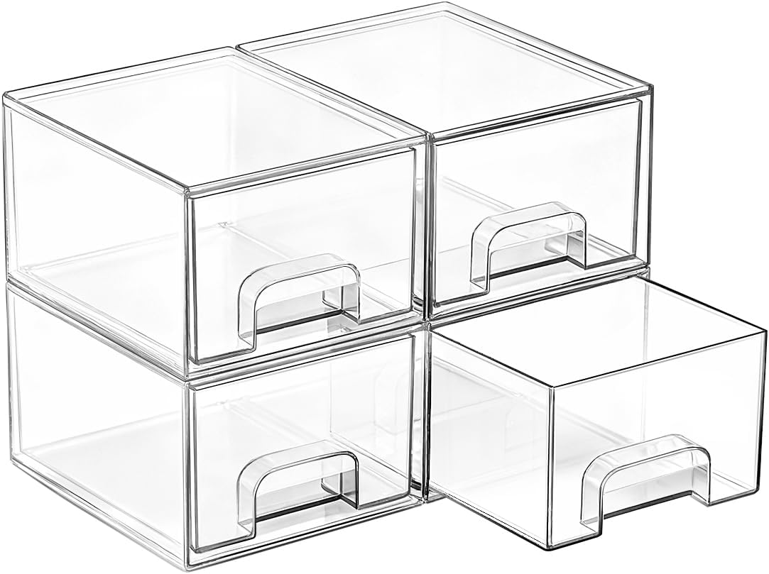 Desk Drawer Small - Conjunto de 4 gavetas pequenas transparentes,