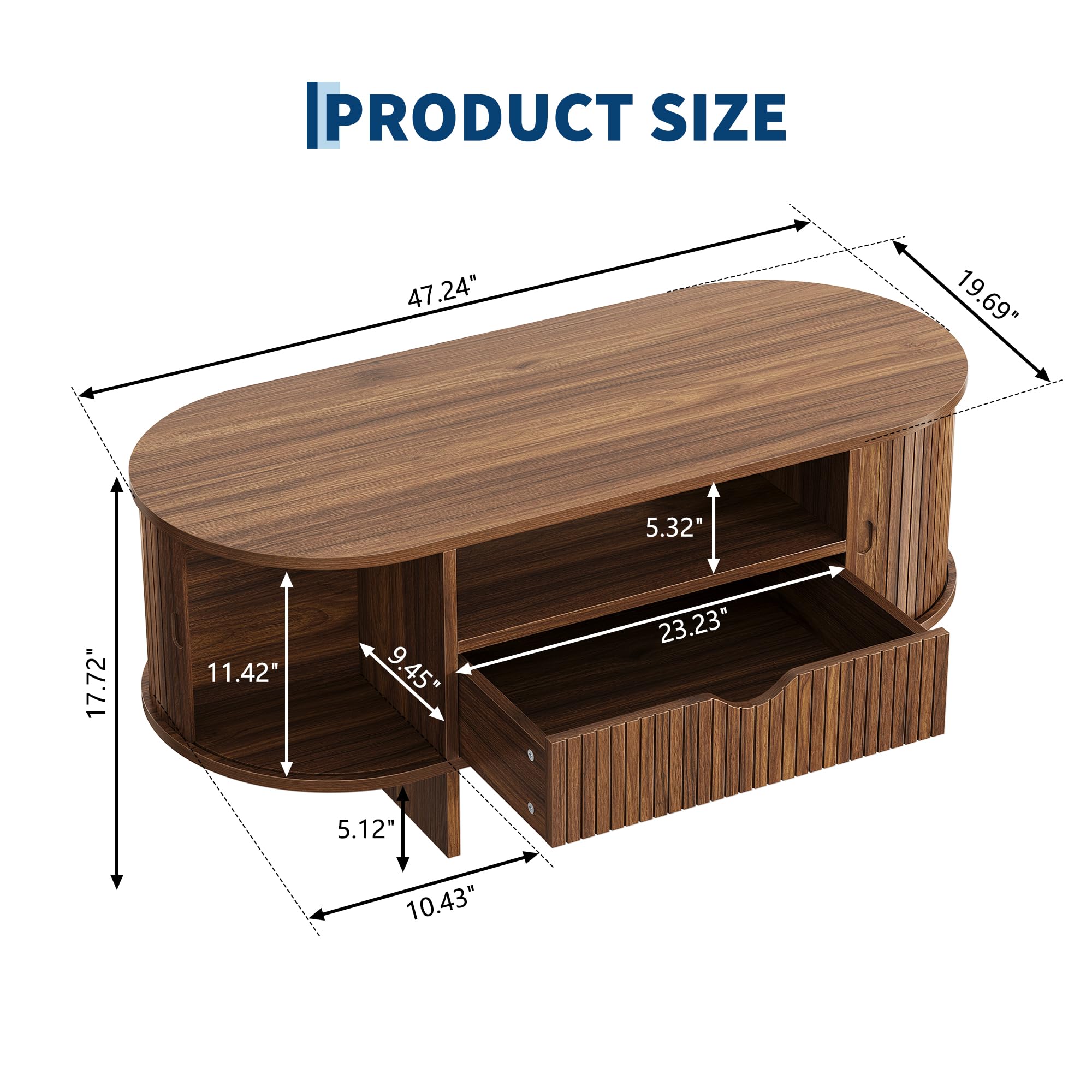Mesa de Centro Oval de 47,2 po - Desk Drawer Small avaliação e preço
