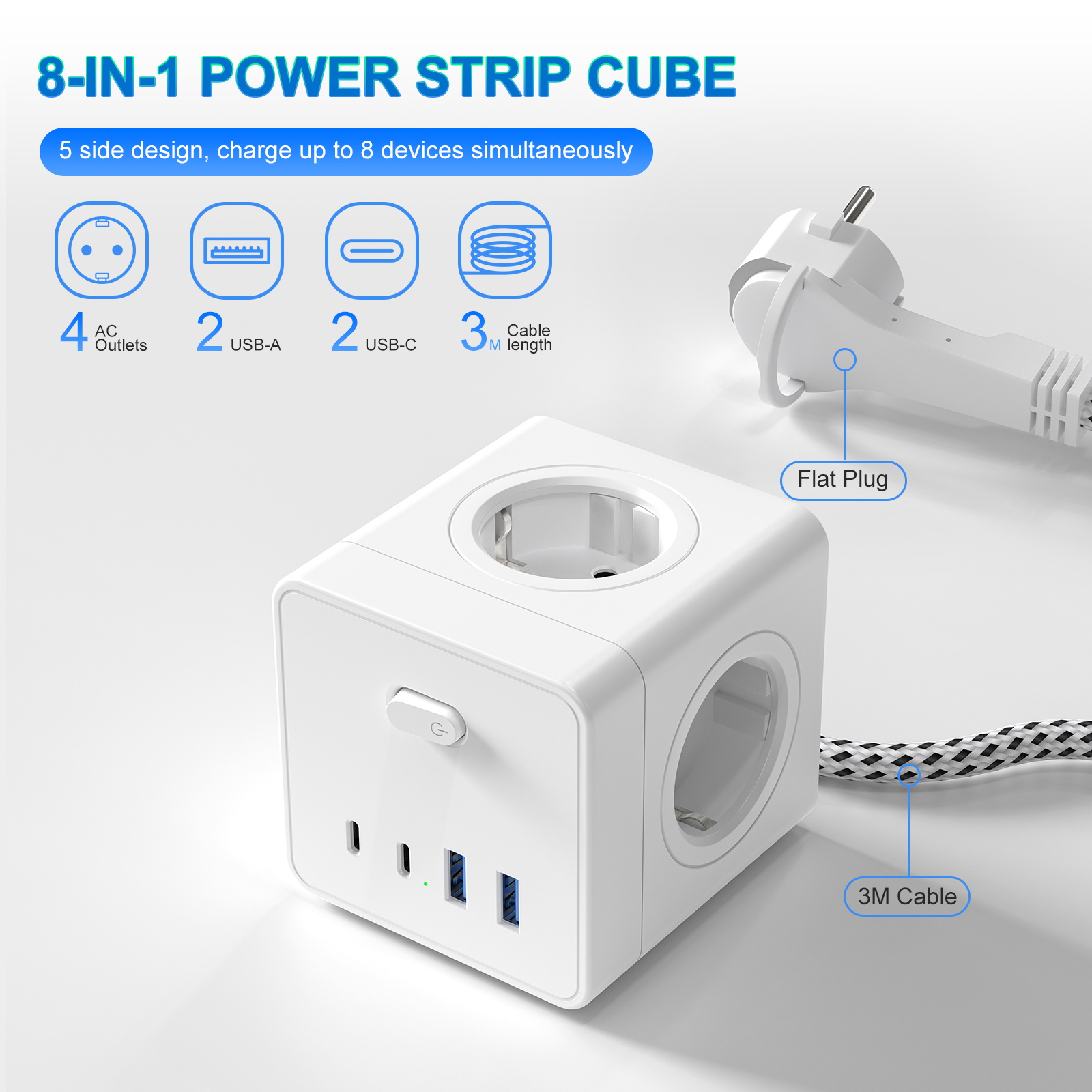 HITRENDS Tomada Cubo 8 em 1, C - Power Strip Desk avaliação e preço